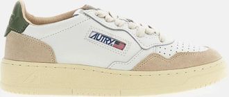 Autry Medalist Low Suede-Trim Leather Sneakers