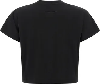 Maison Margiela Logo-Graphic Cropped Cotton T-Shirt - Black