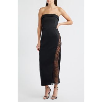 Delfi Nourisse Lace Inset Strapless Gown in Black at Nordstrom Rack, Size X-Small