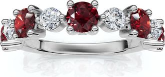 Pompeii3 1Ct Sylvia Ruby & Diamond Anniversary Ring Gold Lab Grown