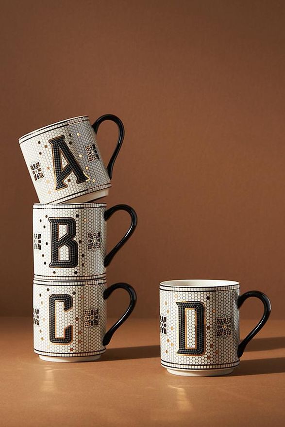 The Bistro Tile Stoneware Mug: Monogram Edition