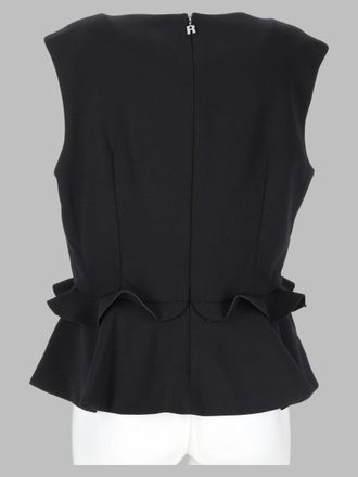 Rotate Floral Appliqu&eacute; V-Neck Blouse - Black