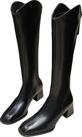 Generic Womens Street Style Winter Knee-High Boots Soft Leather Square Heel Long Booties