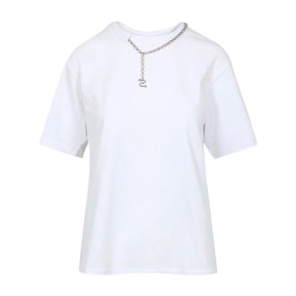 Sportmax Tops, Dames, Wit, XS, Katoen, T-shirt met ronde hals