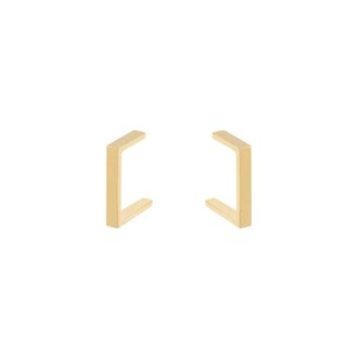 Elisabetta Franchi Accessoires, Dames, Geel, ONE Size, Square Logo Earrings