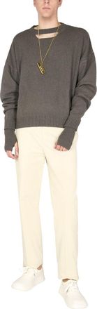 AMBUSH Front Cut-Out Crew Neck Sweater - Green