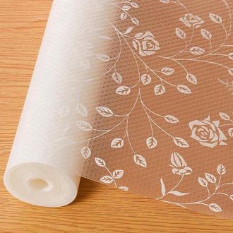 OEM 1 Rollo De Estantes Para Armarios De Cocina, 45 Cm &times; 500 Cm, Eva, Impermeable Y Antideslizante, Lavable, Dise&ntilde;o De Rosas Blancas, Cocinas