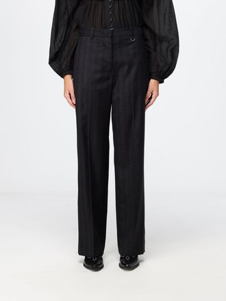 Isabel Marant Pantaloni straight gessati in lana vergine a vita media