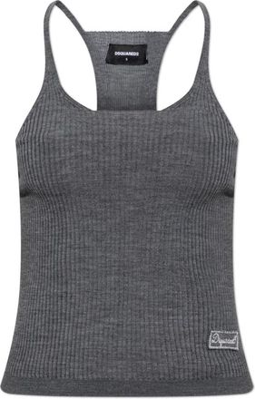Dsquared2 Wool Top - Dames - Tops zonder mouwen - Grijs - S - Wol - Tops