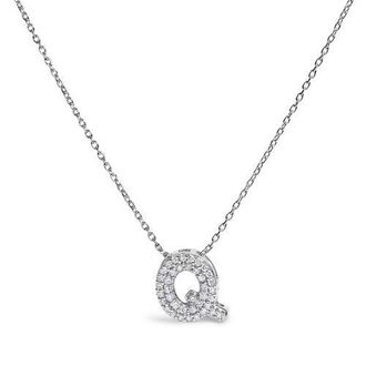 House of Brilliance 10K Gold Diamond Accent A-Z Initial Bubble Pendant Necklace in White | Q at Nordstrom