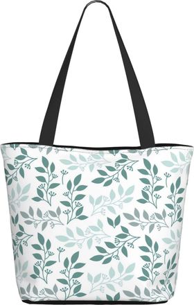AOOEDM Grey And Green Leaves Ladies Shopping Bag 13x11x7in.The Perfect ValentineS Day Gift.It Is The Best ValentineS Day Gift For Mom, Daughter, Wife,Etc