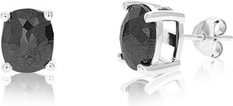 Vir Jewels 5 cttw Oval Shape Black Diamond Stud Earrings.925 Sterling Silver Prong Set