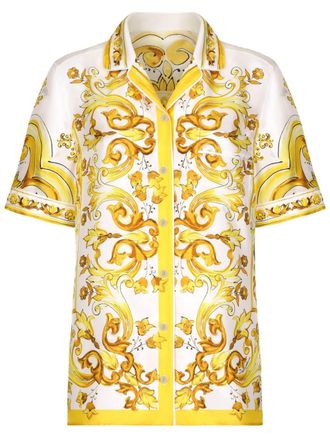 Dolce & Gabbana Camicia con stampa maioliche - Giallo