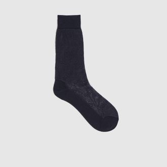 Gucci GG Knit Silk Cotton Socks, Size XL, Black, Fabric