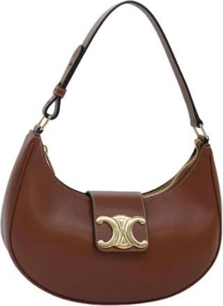 Celine Tweedehands leren schoudertassen - Dames - Vintage Schoudertas - Bruin - ONE Size - Leer - Vintage