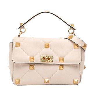 Valentino Pre-owned Studded Leather Top Handle Bag - Dames - Pre-owned - Wit - Maat: ONE Size Leer