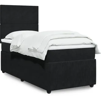 vidaXL Cama Box Spring Con Colch&oacute;n Terciopelo Negro 100x200 Cm Vidaxl