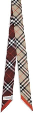 Burberry Womens Check Silk Scarf Sand-Oxblood Sand/oxblood Scarfs
