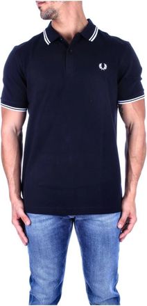 Fred Perry Logo Front Polo Shirt - Heren - Polos - Blauw - S - Katoen - Tops