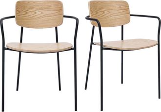 Miliboo Miliboo - Sillas De Madera Clara Roble Y Metal Negro (juego De 2) Susan