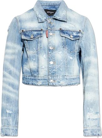 Dsquared2 Vintage-Effect Denim Jacket - Dames - Spijkerjassen - Blauw - XS - Denim - Jassen