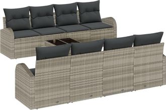 vidaXL Vidaxl - Garden Sofa Set 7 pcs Light Grey 55 x 55 x 37 cm Poly Rattan
