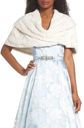 Eliza J Faux Fur Stole in Ivory at Nordstrom, Size Medium