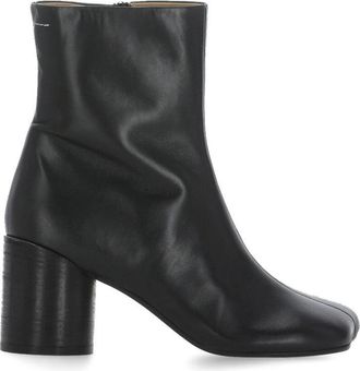 Maison Margiela Mid-Height Black Leather Boots With Squared Toe