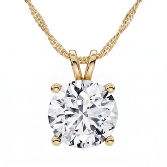 Pompeii3 Certified 5Ct VS Solitaire Diamond Pendant 14k Yellow Gold Lab Grown Necklace