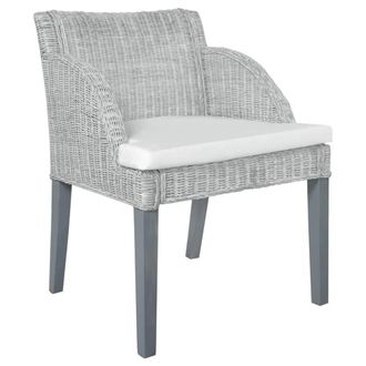 vidaXL Silla De Comedor Con Coj&iacute;n Rat&aacute;n Natural Gris Vidaxl