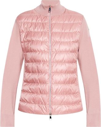 Moncler quilted cardigan - women - Polyamide/Polyamide/Down/Feather/Virgin Wool - S - Pink