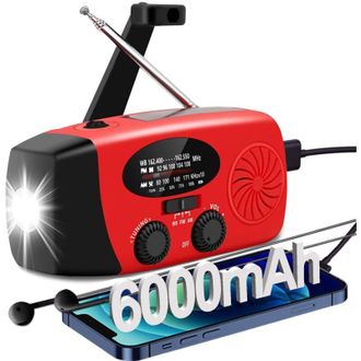 OEM Radio Meteo Urgence - Noaa Am Fm - Carga Solar Manivela Usb-c - Linterna 4 Modos - Alarma Sos - Ipx3 - 14,5 X 5,9 X 6,9 Cm - 1 Unidad