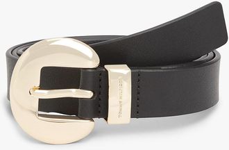 Tommy Hilfiger Womens Circle Buckle Leather Belt - Black - 40