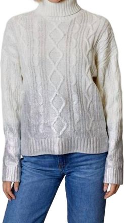 Design History Mock Neck Foil Sweater In White & Silver