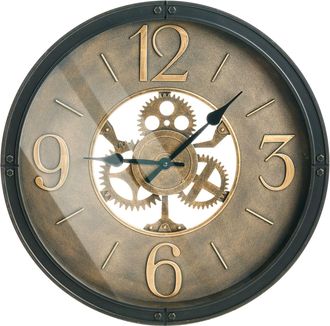 Beliani Orologio Da Parete Classico Con Cornice In Ferro Forma Rotonda 50 Cm Accessori Per La Casa Nero E Marrone Albacete