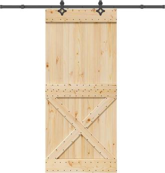 vidaXL Puerta Corredera Con Herrajes Madera Maciza De Pino 100x210 Cm Vidaxl
