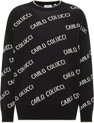 Carlo Colucci Oversized Gebreide Trui - Heren - Ronde hals truien - Zwart - L - Truien & Vesten