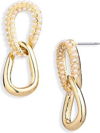 Cara Faux Pearl Chain Link Drop Earrings in Gold/Ivory at Nordstrom Rack