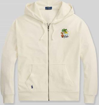Polo Ralph Lauren Regular Fit Sweatjacke aus Baumwoll-Mix mit R&uuml;cken-Print in Weiss, Gr&ouml;&szlig;e XXL