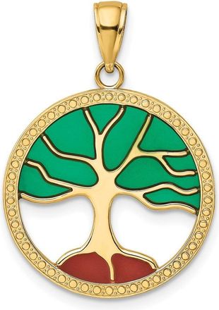 Diamond2Deal 14k Yellow Gold Enameled Tree of Life Pendant