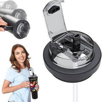 OEM Adecuada Para La Tapa De Vaso Stanley Quencher De 40 Oz Con Fondo Plano: A Prueba De Fugas, Tapa Reutilizable (tapa Negra Para Vaso De 40 Oz)