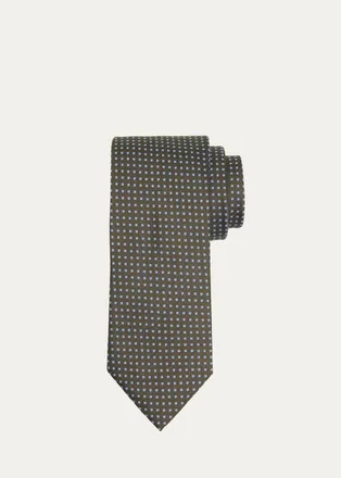 Ermenegildo Zegna Mens Geometric Jacquard Silk Tie