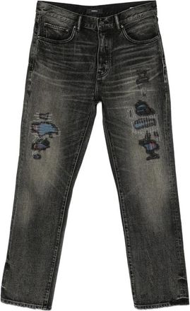 Purple Distressed Patchwork-detail Jeans