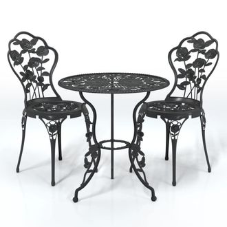 vidaXL Mesa Y Sillas De Bistr&oacute; 3 Piezas Aluminio Fundido Negro Vidaxl