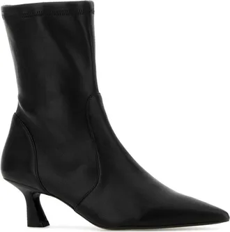 Stuart Weitzman Womens Bootie Ankle Boot Black Leather Heels