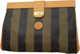 Fendi Beige Black Pvc Clutch Bag (Pre-Owned)