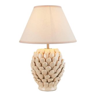 Netlighting Layered Leaf Ivory Table Lamp Fabric Ivy Shade 30cm B22 in White