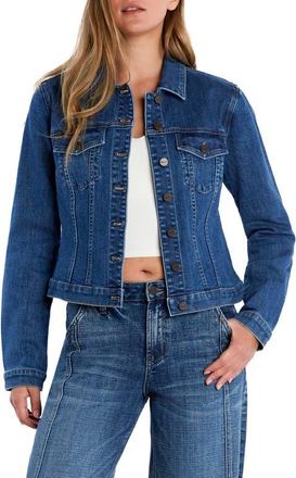 HINT OF BLU Sleek Stretch Denim Trucker Jacket in Gravity Blue at Nordstrom, Size X-Large