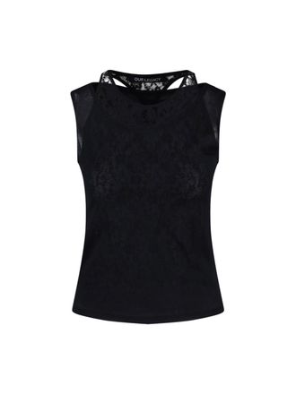 Our Legacy Black Sleeveless Lace Detail Tank Top