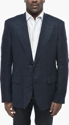 Dolce & Gabbana Blazer a 2 Bottoni in Lino con Rever a Lancia Dolce & Gabbana